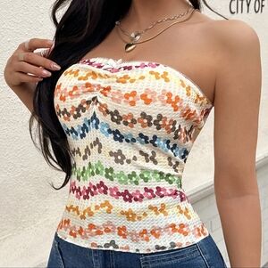 Rainbow Bloom Tube Top